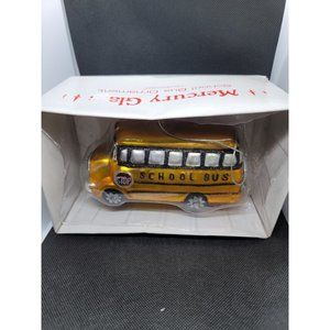 DEPT 56 Jumbo Mercury Glass BIG Yellow SCHOOL BUS Handpainted Christmas ORNAMENT